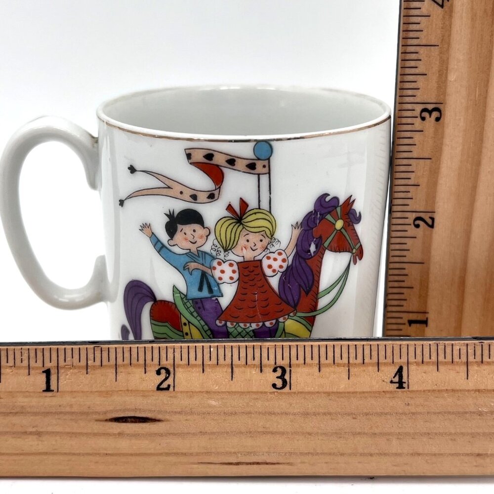 Vintage Lefton China Porcelain Childs Cup Carousel Horse Design 3397C Boy Girl - Picture 8 of 9
